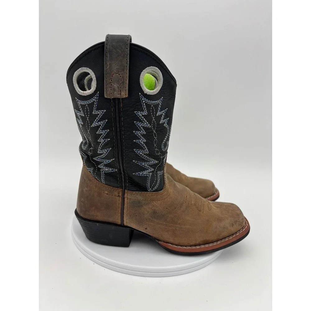 SMOKY MOUNTAIN‎ Kids Brown Black Leather Western Cowboy Boots Square Toe 13 Boy
